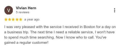 Boston Executive Limo Service. Google reviews