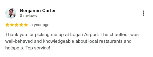 Boston Executive Limo Service. Google reviews