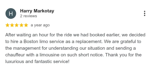 Boston Executive Limo Service. Google reviews